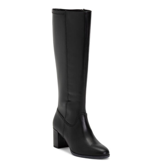 CLARKS Shoes - CLARKS Black Leather Wide Width Freva55 Long Comfort Boots
